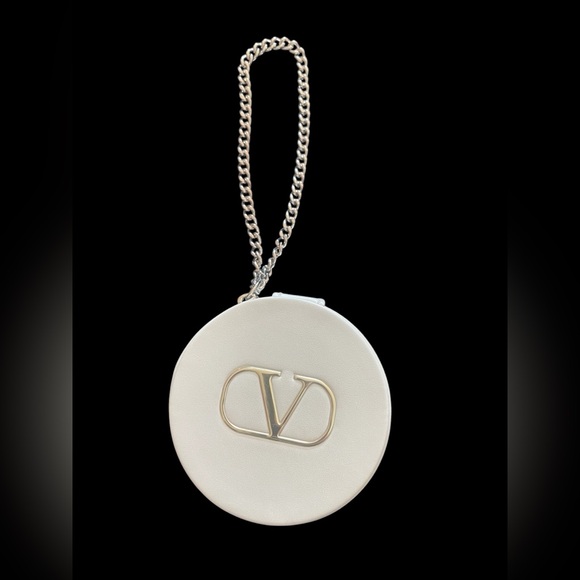 Valentino Handbags - NEW w/Box Valentino VIP White Leatherette Hard Round Case Wristlet 3” x 3”